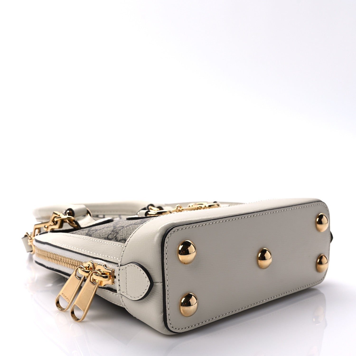 Gucci GG Supreme Monogram Azalea Calfskin Mini Horsebit 1955 Top Handle Bag Beige Ebony Mystic White 4 of 8