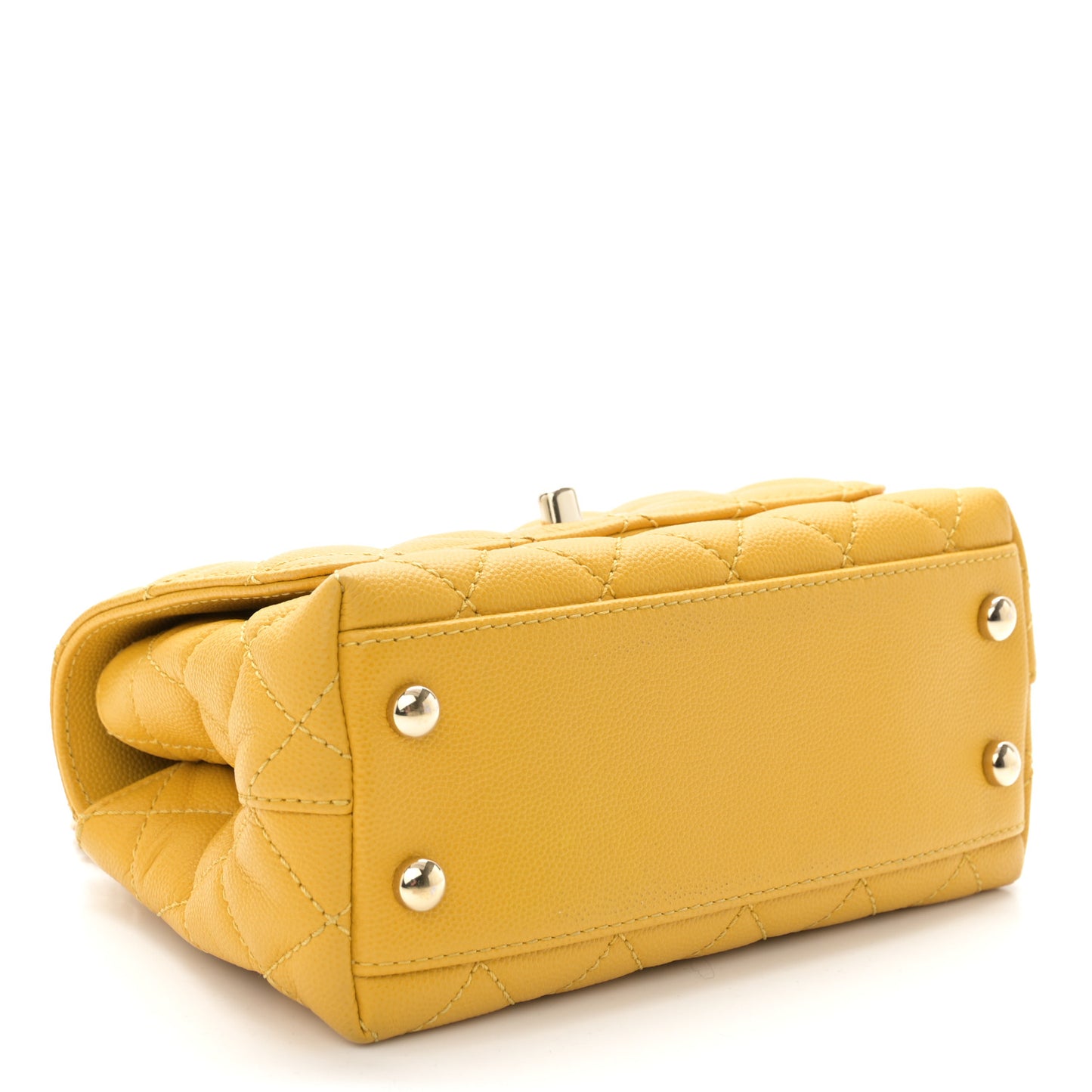 Caviar Quilted Extra Mini Coco Handle Flap Yellow