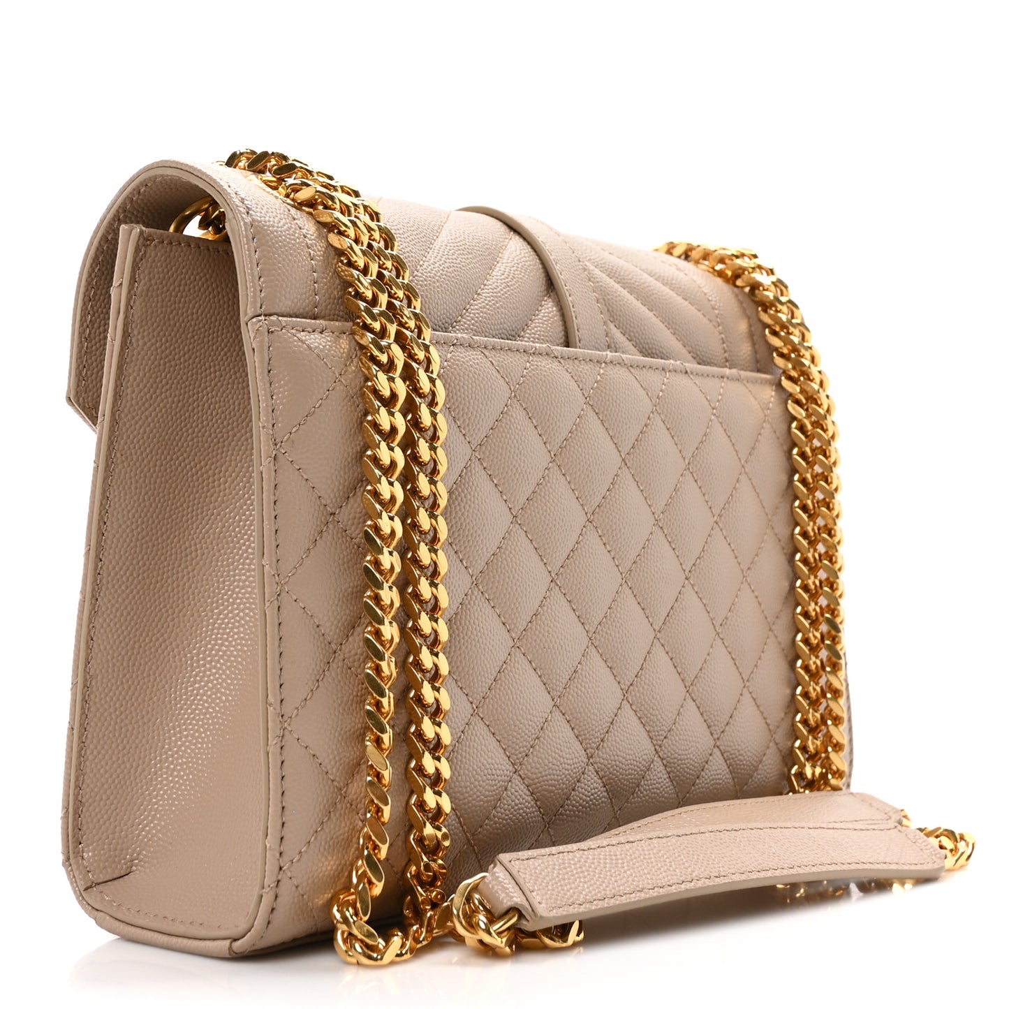 Grain De Poudre Textured Mixed Matelasse Medium Triquilt Monogram Satchel Dark Beige