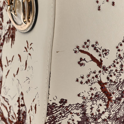 Christian Dior Calfskin Embroidered Medium Toile De Jouy Lady Dior White Red 13 of 15