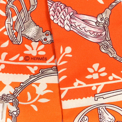 Hermes Silk Etriers Remix Twilly Orange Creme Beige 4 of 4