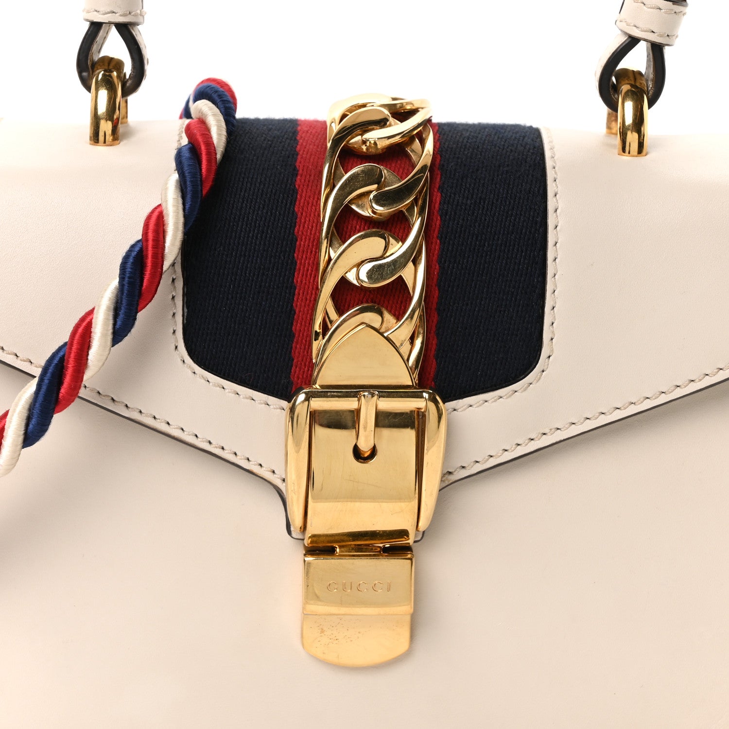 Gucci Calfskin Mini Sylvie Top Handle Bag White 8 of 10