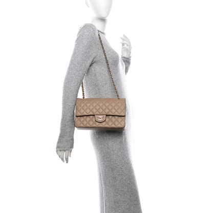 Chanel Caviar Quilted Medium Double Flap Dark Beige 2 of 10