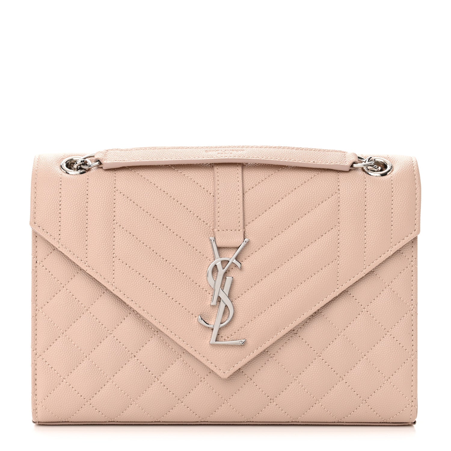 Saint Laurent Grain De Poudre Textured Mixed Matelasse Medium Triquilt Monogram Satchel Marble Pink 1 of 11