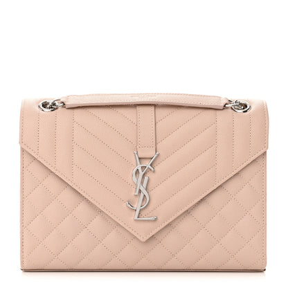 Saint Laurent Grain De Poudre Textured Mixed Matelasse Medium Triquilt Monogram Satchel Marble Pink 1 of 11