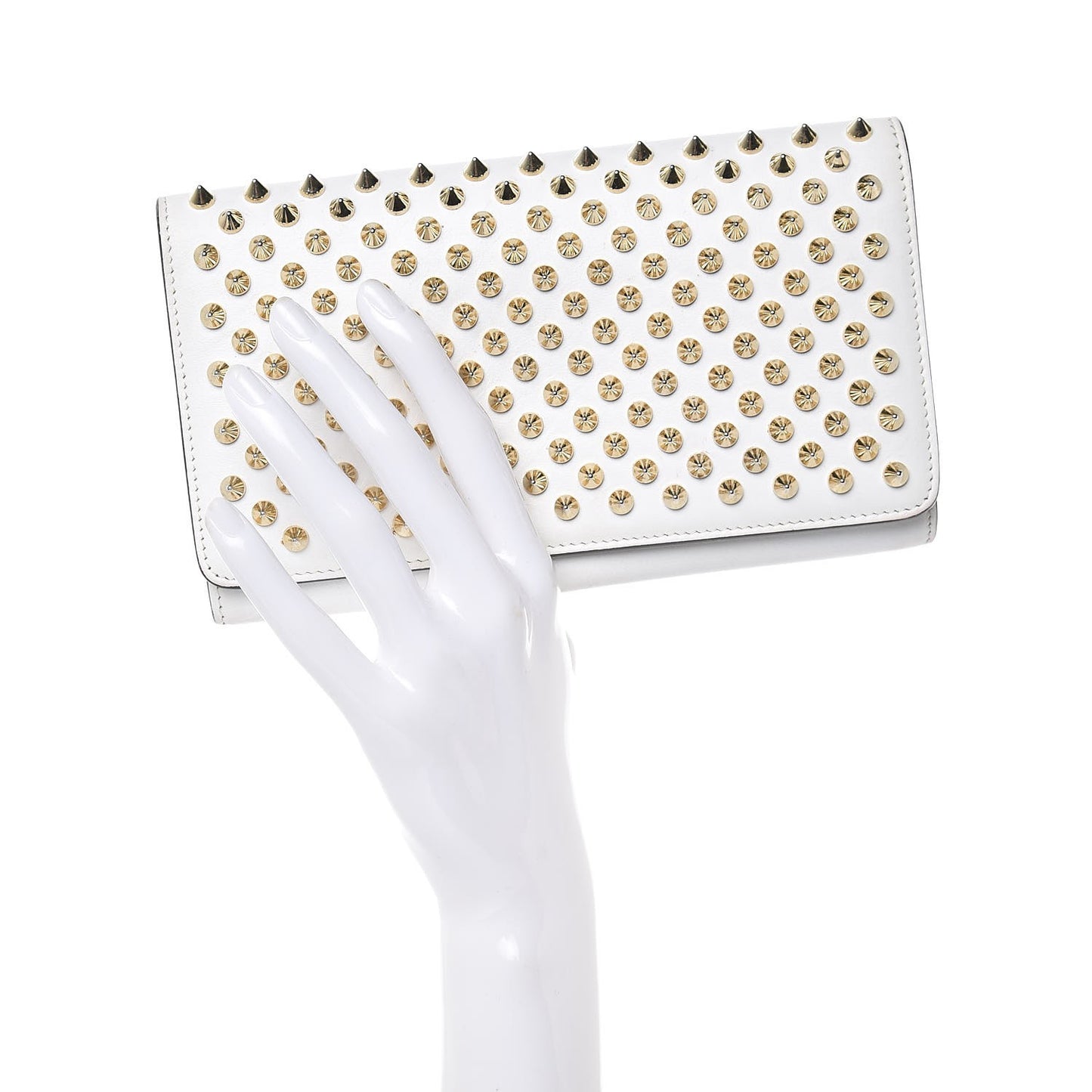 Calfskin Macaron Spiked Flap Wallet White