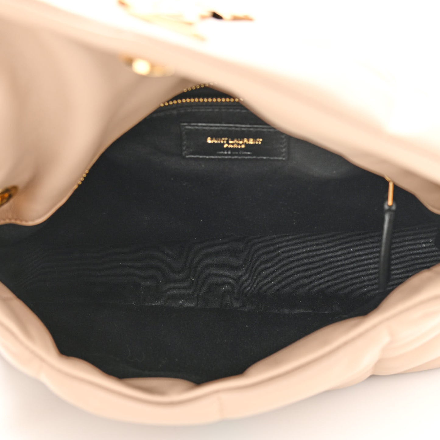 Lambskin Quilted Small Loulou Puffer Monogram Chain Satchel Dark Beige