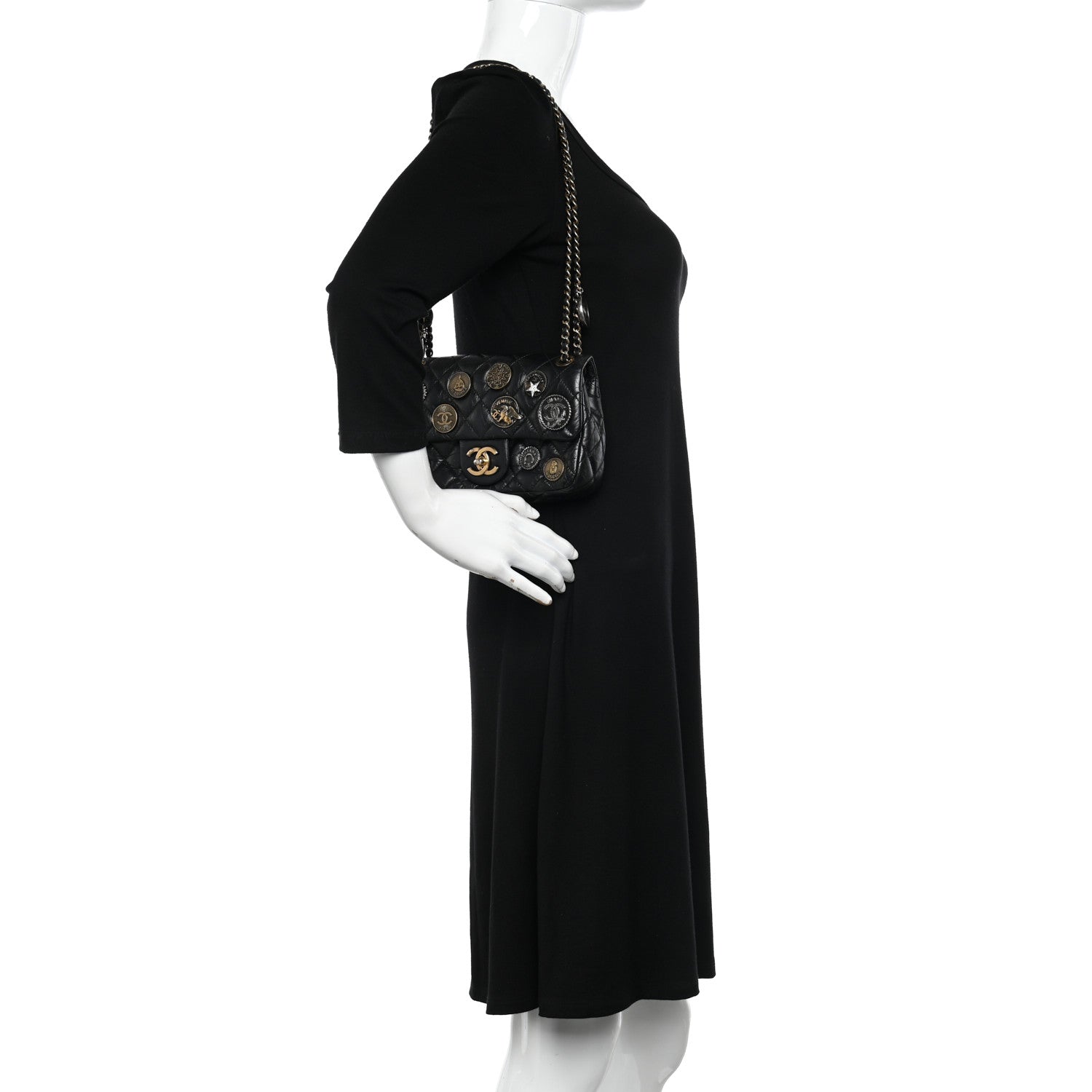 Chanel Aged Calfskin Quilted Mini Medallion Flap Black 2 of 10