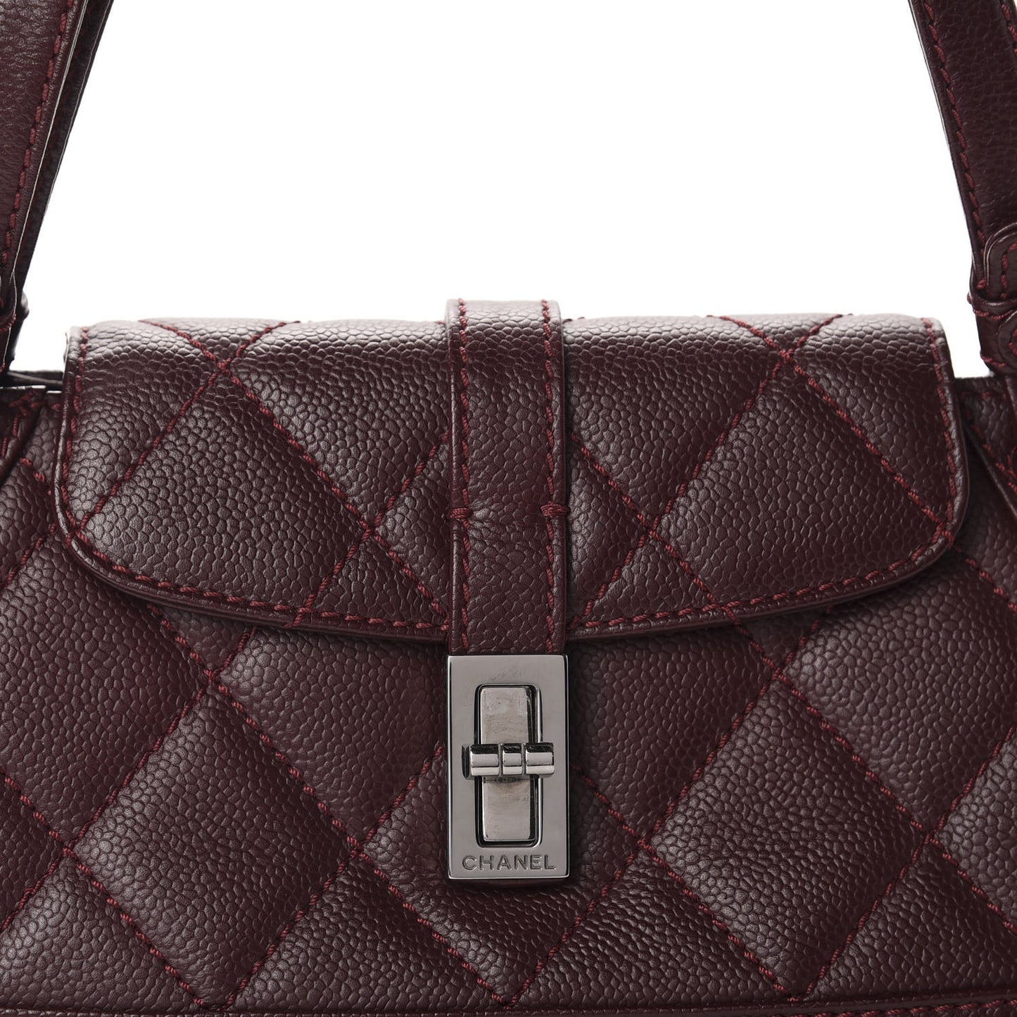 Caviar Quilted Small Mademoiselle Flap Bag Burgundy
