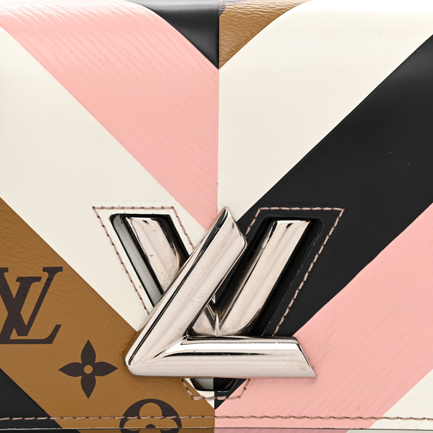 Epi Reverse Monogram Twist Chain Wallet Rose Ballerine