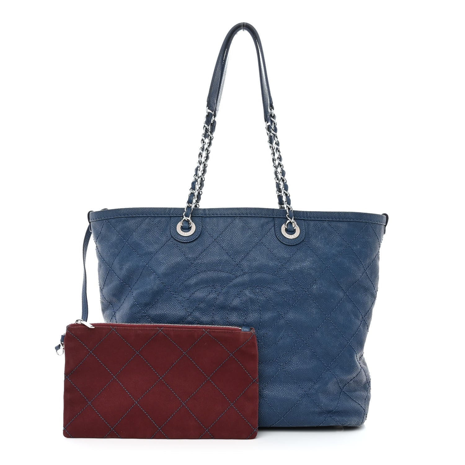 Chanel Grained Calfskin Quilted Small Daily Shopping Tote Blue 1 of 12