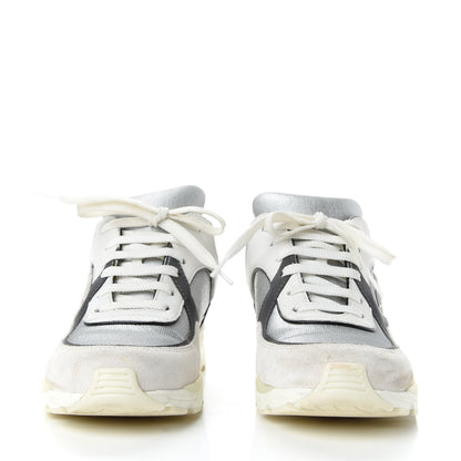 Chanel Suede Calfskin CC Sneakers 36 Black White Silver 2 of 11