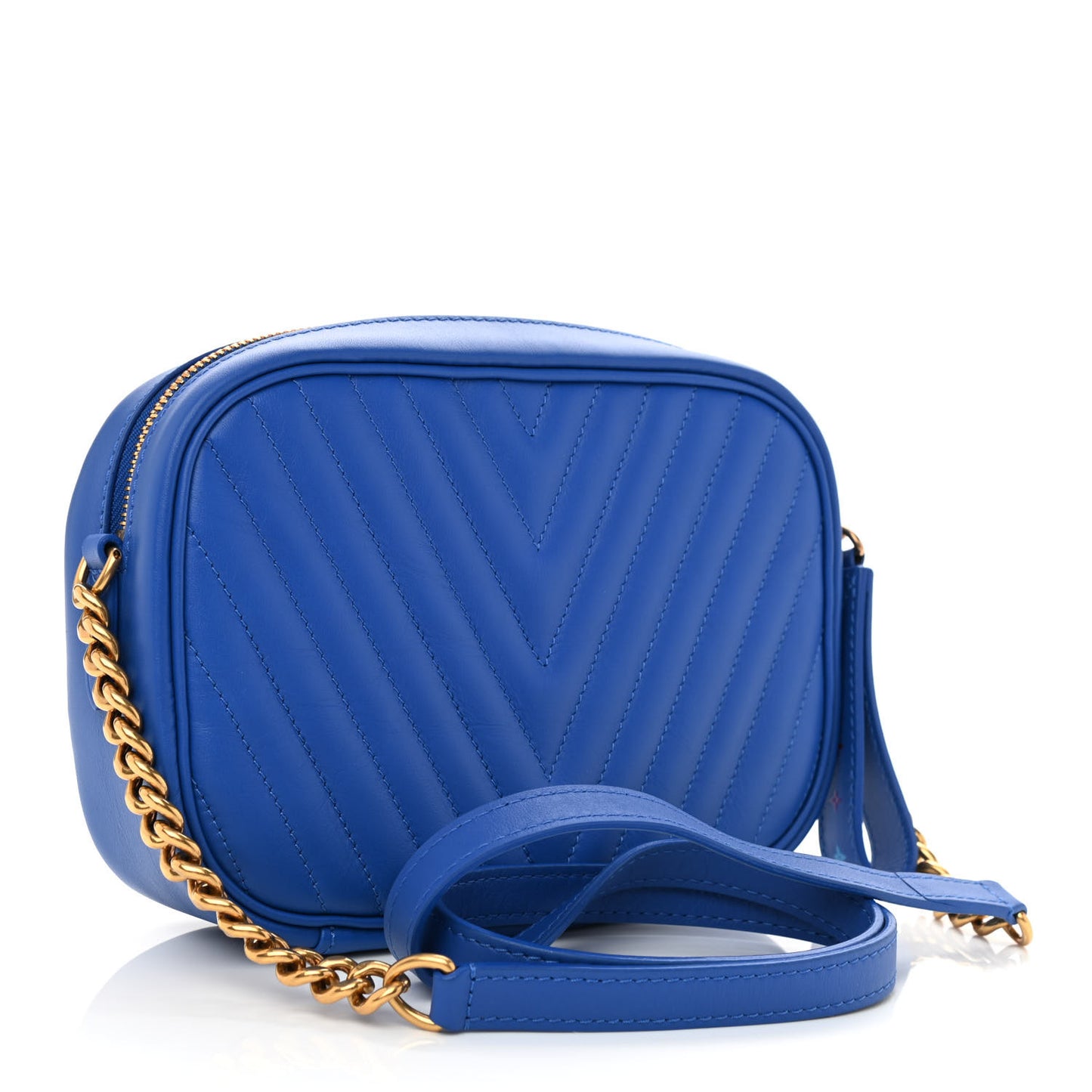 Calfskin New Wave Camera Bag Bleu Neon