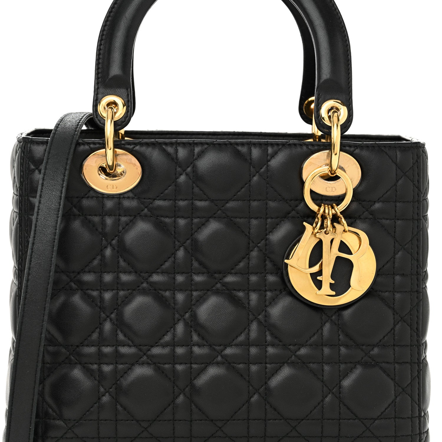 Christian Dior Lambskin Cannage Medium Lady Dior Black 8 of 11