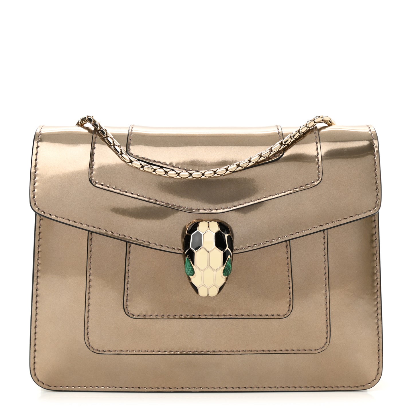 Metallic Calfskin Serpenti Forever Crossbody Bag Bronze