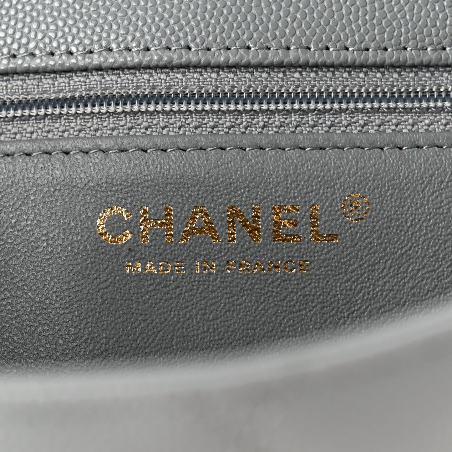 Caviar Quilted Flap Clutch Grey