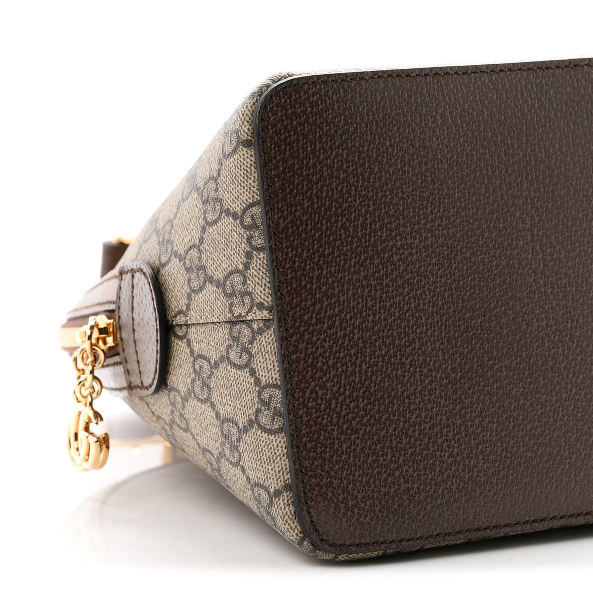 GG Supreme Monogram Web Medium Ophidia Top Handle Dome Bag Brown