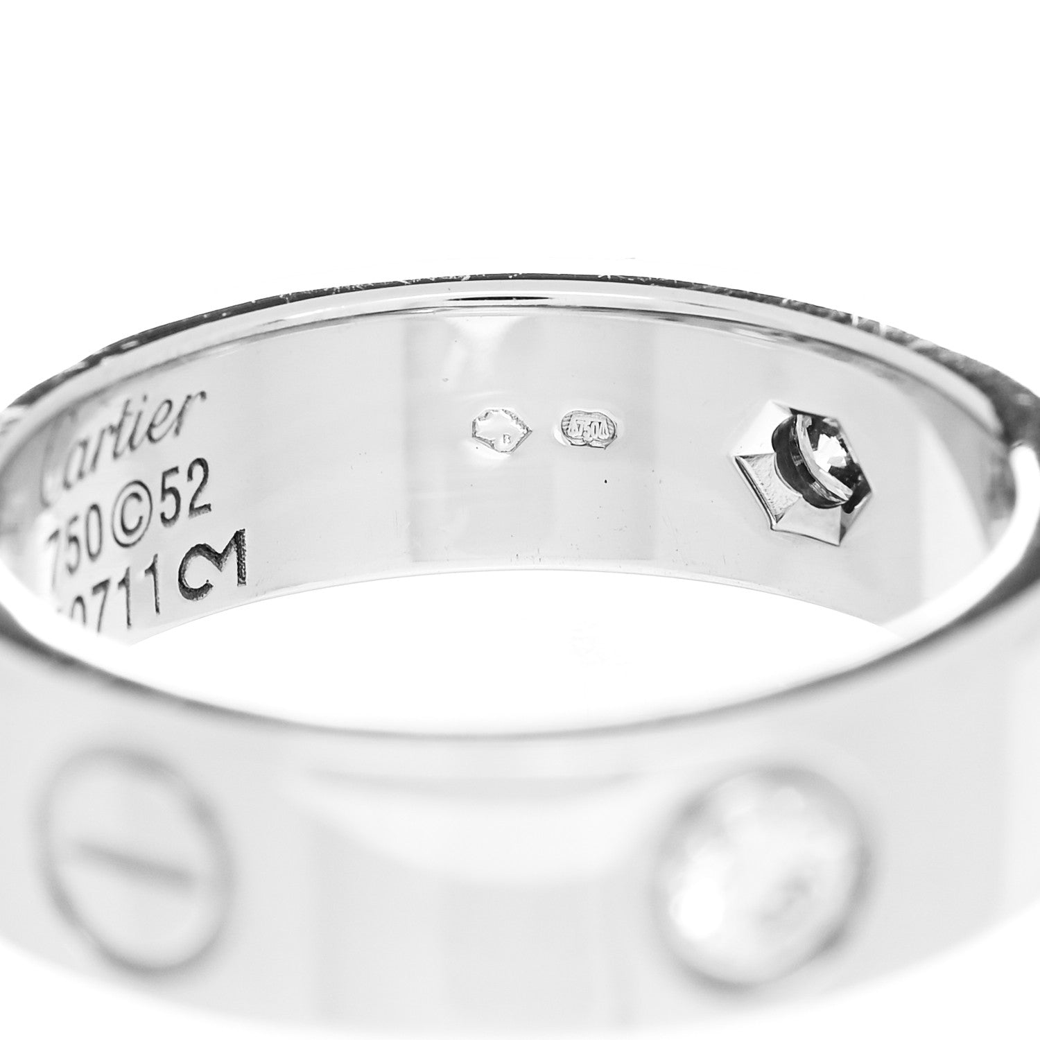 Cartier 18K White Gold 3 Diamond 5.5mm LOVE Ring 52 6 5 of 7