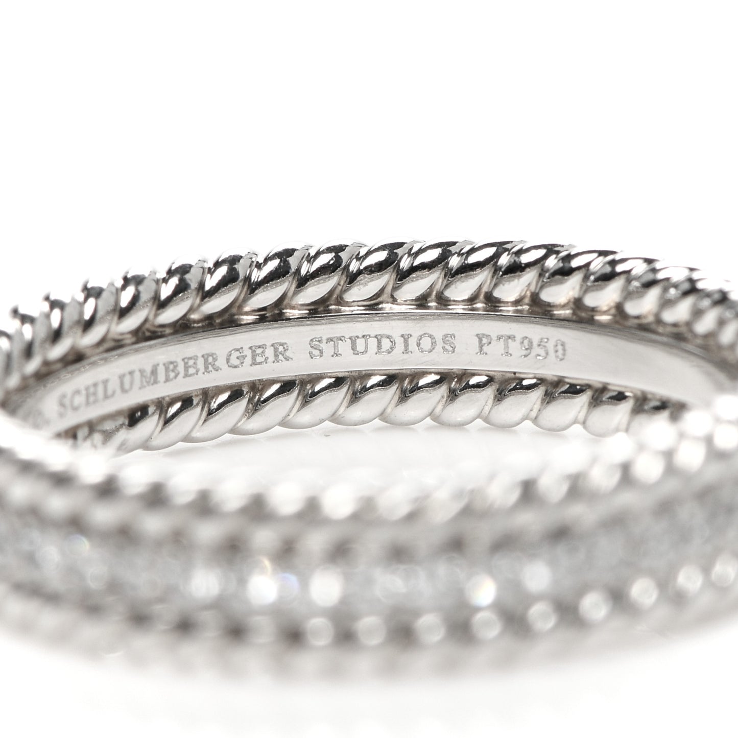 Platinum Diamond Schlumberger Rope Ring 56 7.5