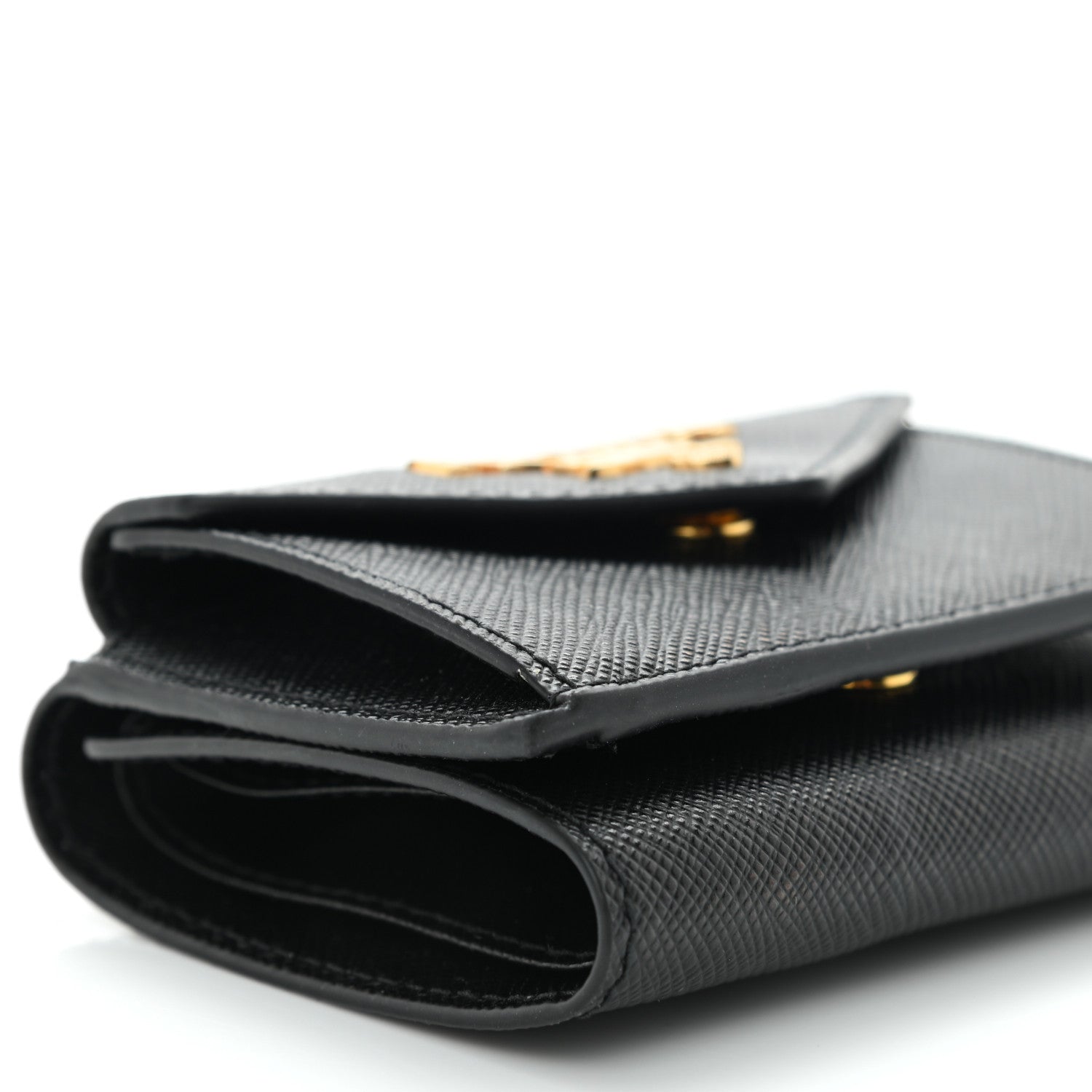 Prada Saffiano Metal Tri-Fold Envelope Card Holder Wallet Black 8 of 9