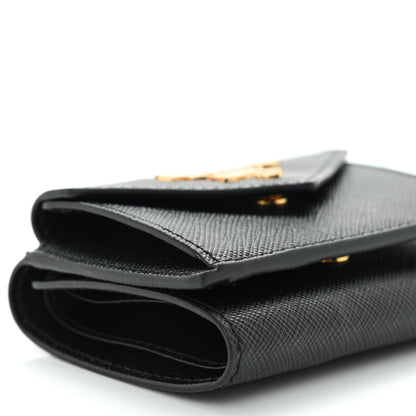 Prada Saffiano Metal Tri-Fold Envelope Card Holder Wallet Black 8 of 9