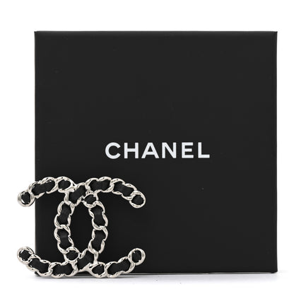 Chanel Lambskin Chain CC Brooch Black Silver 4 of 4