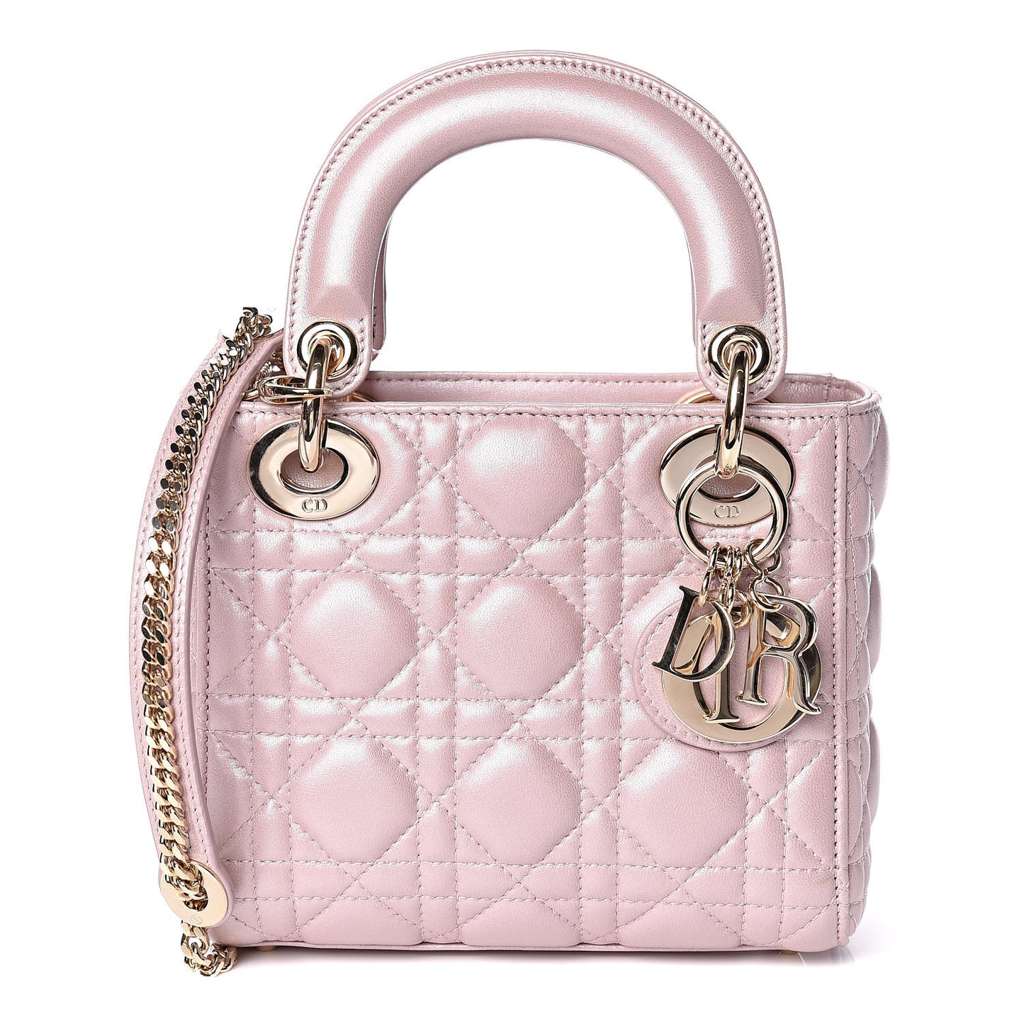 Metallic Lambskin Cannage Mini Lady Dior Lotus