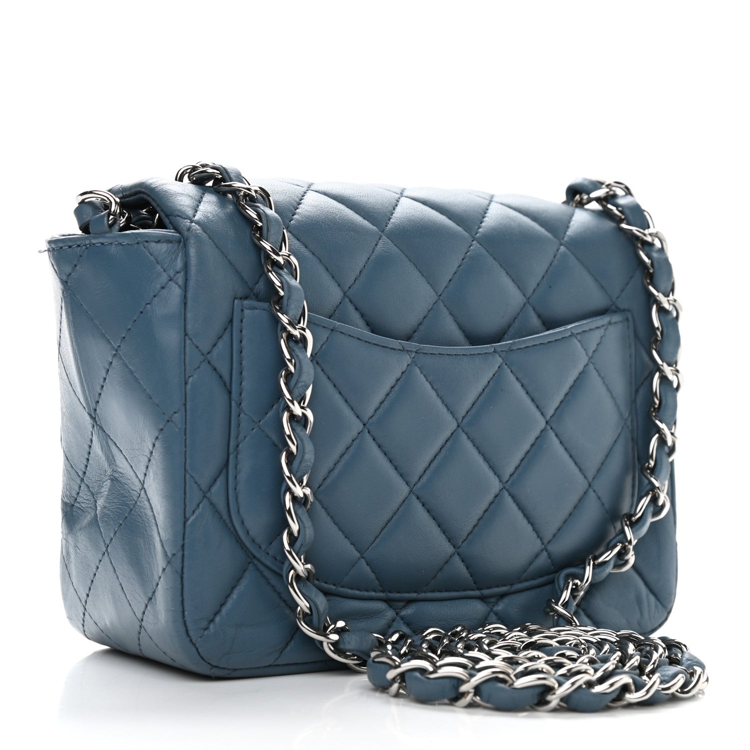 Chanel Lambskin Quilted Mini Square Flap Blue 3 of 11