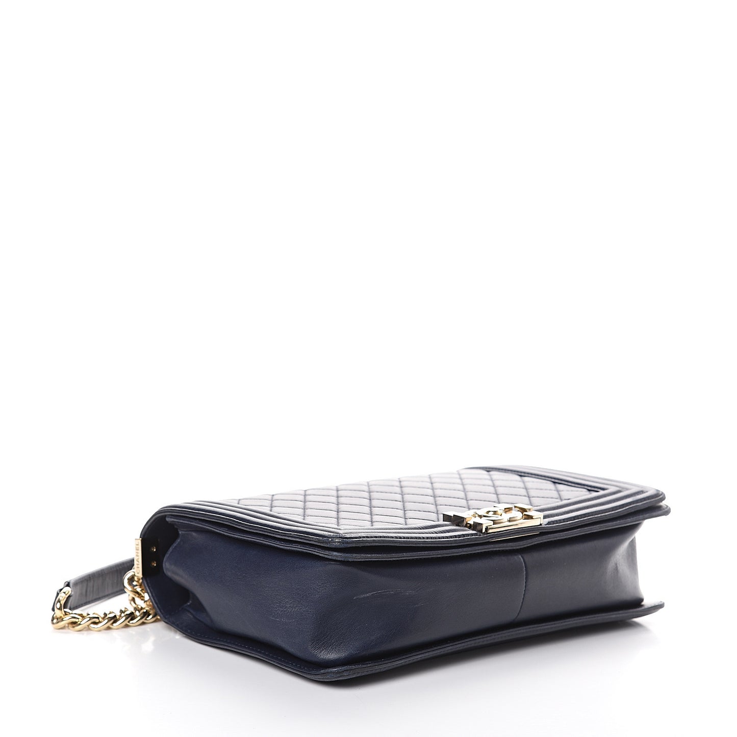 Lambskin Quilted New Medium Boy Flap Navy Blue