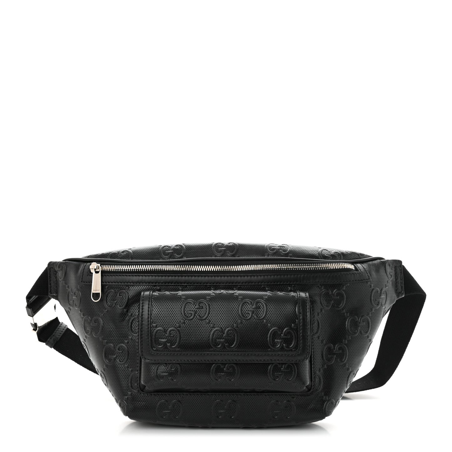 Calfskin GG Tennis Embossed Pocket Belt Bag Black