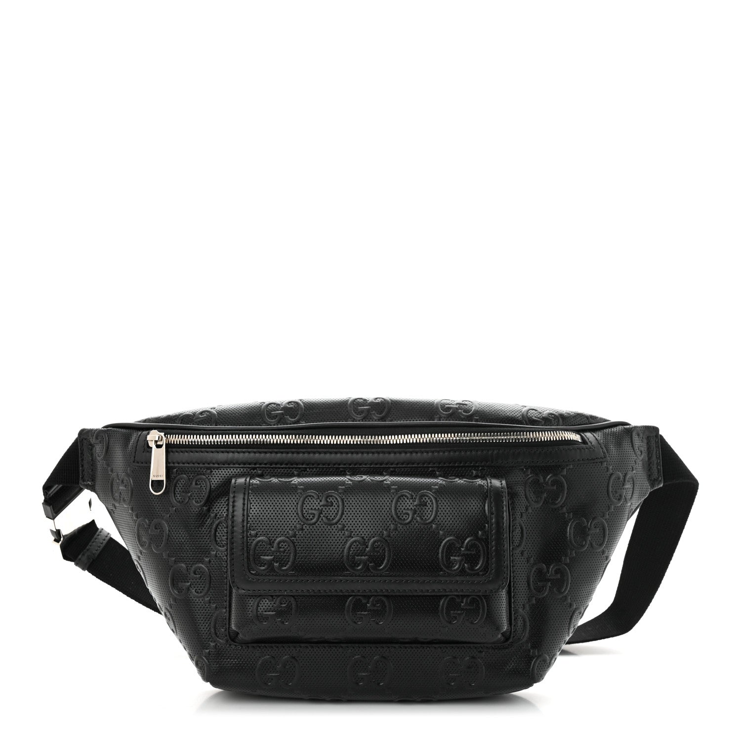 Gucci Calfskin GG Tennis Embossed Pocket Belt Bag Black 1 of 10
