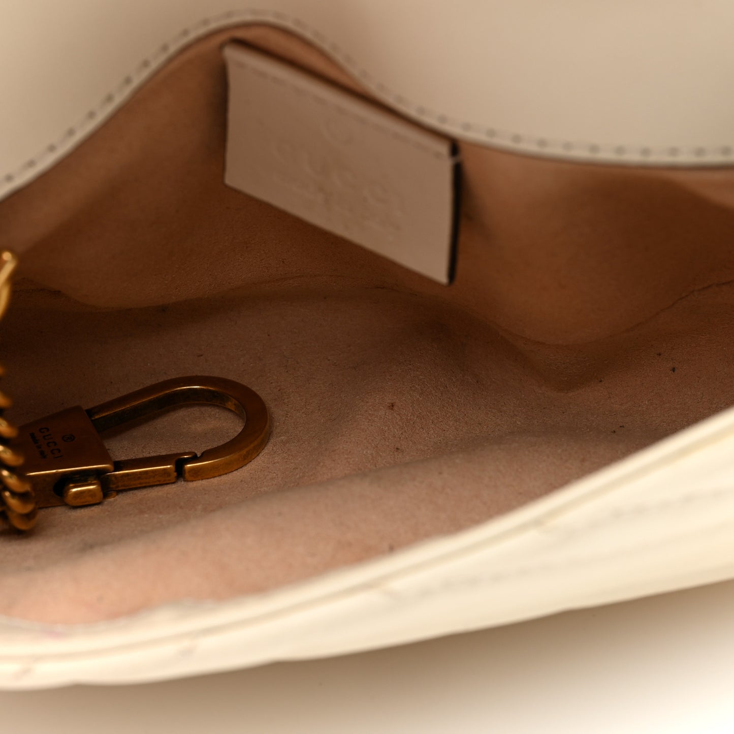 Calfskin Matelasse Super Mini GG Marmont Shoulder Bag White