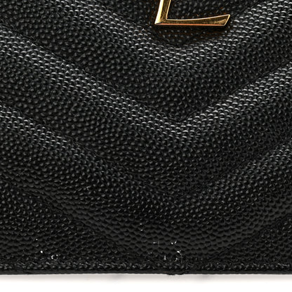 Saint Laurent Grain De Poudre Chevron Monogram Large Bill Pouch Black 9 of 9
