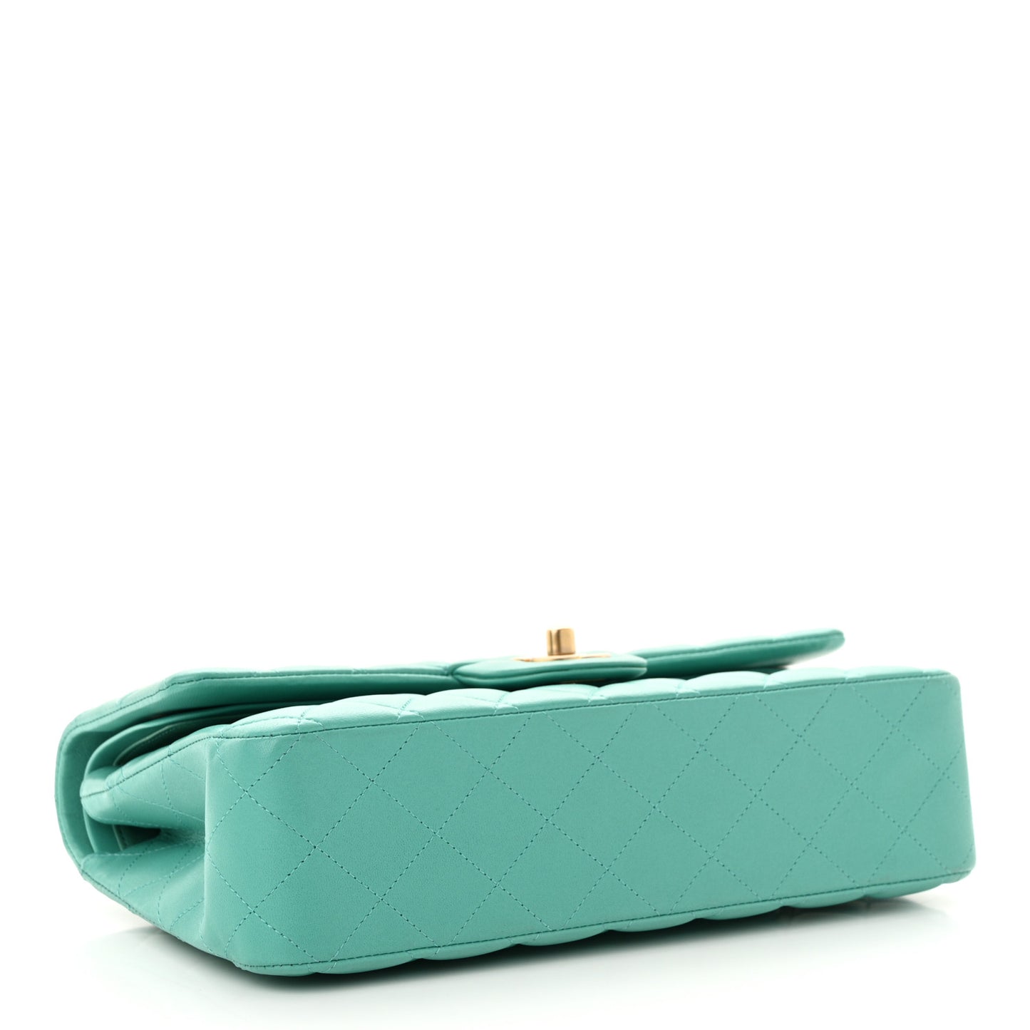 Lambskin Quilted Medium Double Flap Green