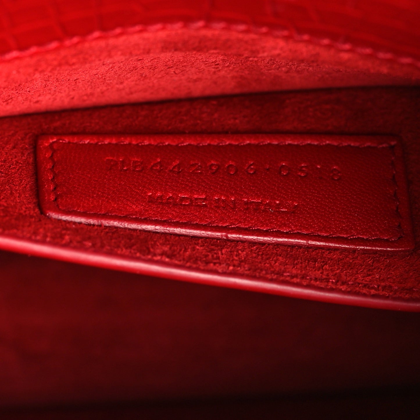 Calfskin Crocodile Embossed Medium Monogram Sunset Rouge Eros