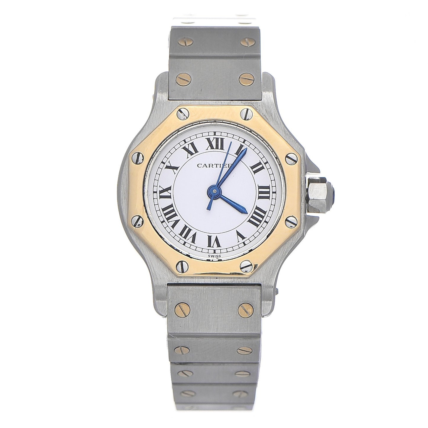 Stainless Steel 18K Yellow Gold 24mm Santos Octagon Automatic Watch