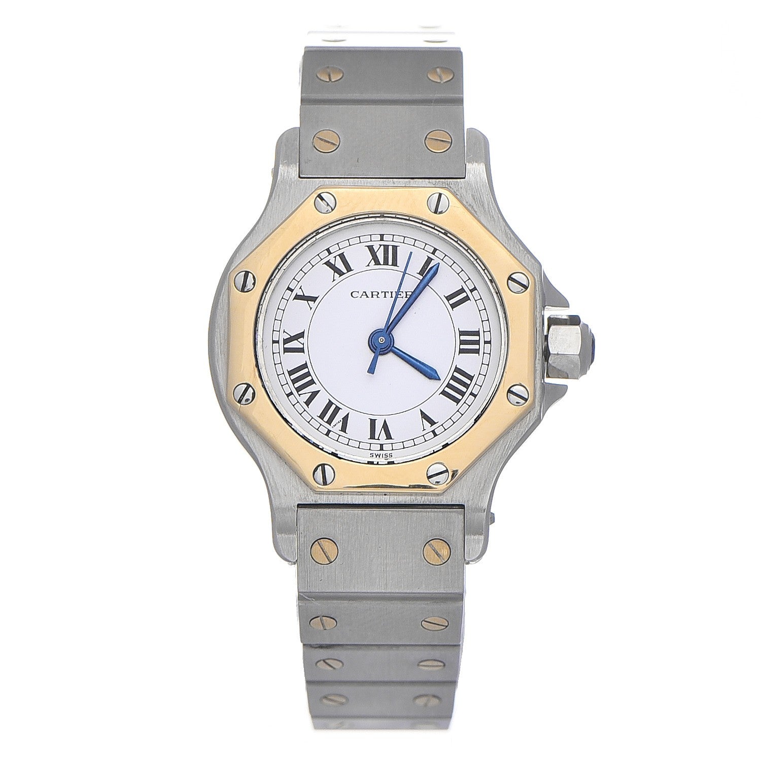 Cartier Stainless Steel 18K Yellow Gold 24mm Santos Octagon Automatic Watch 1 of 9