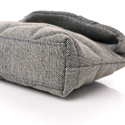 Saint Laurent Denim Quilted Monogram Loulou Puffer Pouch Clutch Blue Gray Light Azur 10 of 10