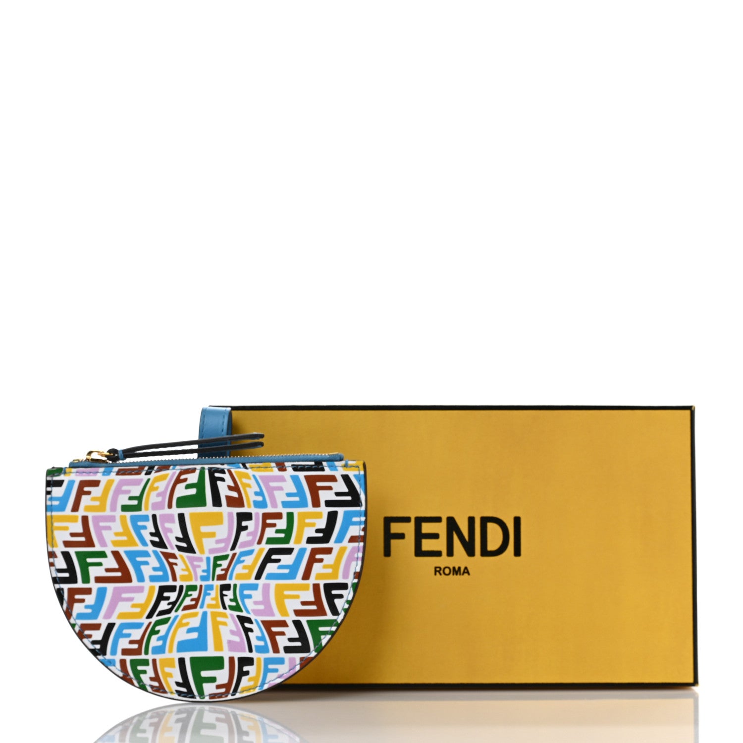 Fendi X SARAH COLEMAN Vitello Liberty FF Fish Eye Coin Case Multicolor Cyber Blue 7 of 7
