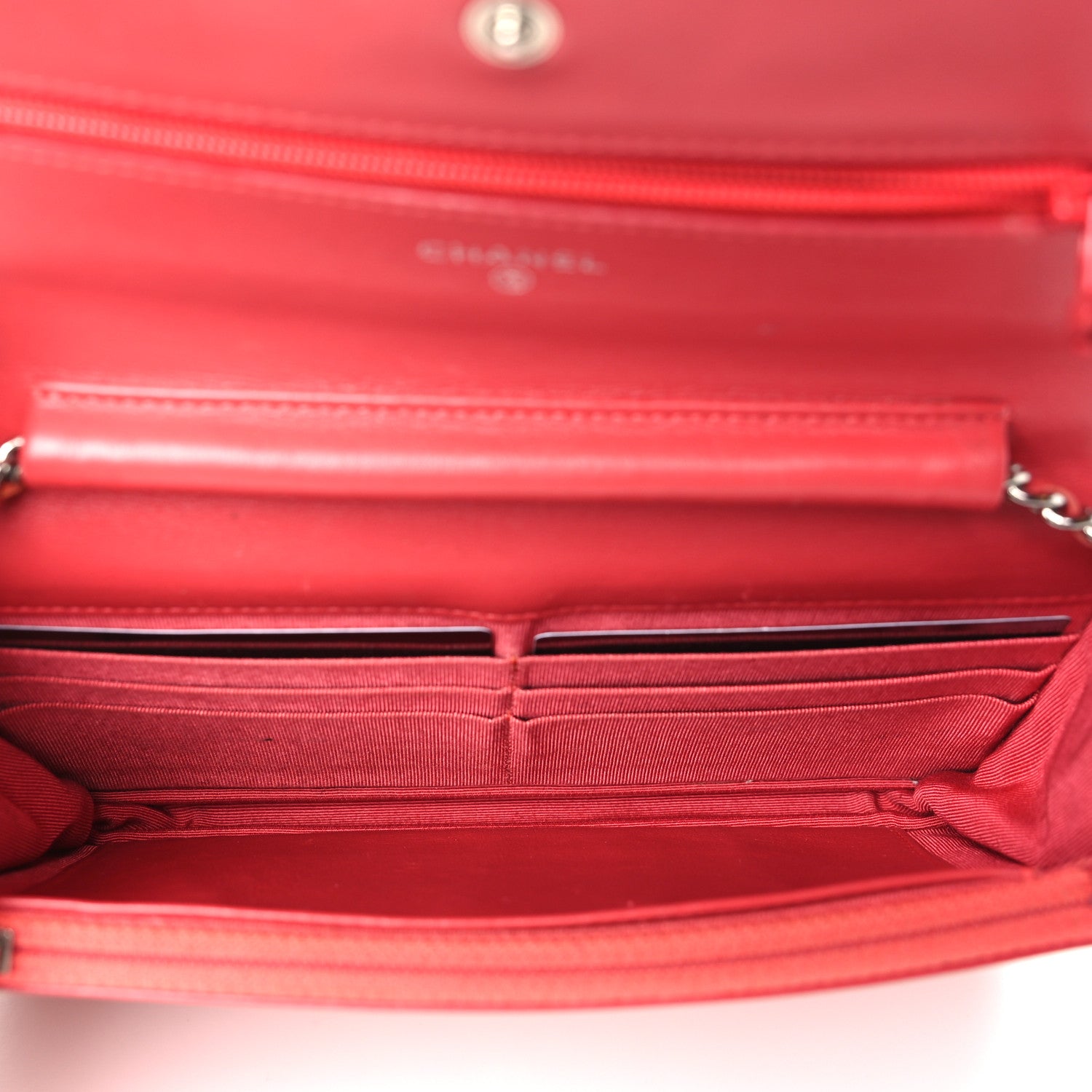 Chanel Patent Quilted Wallet On Chain WOC Dark Pink 5 of 13