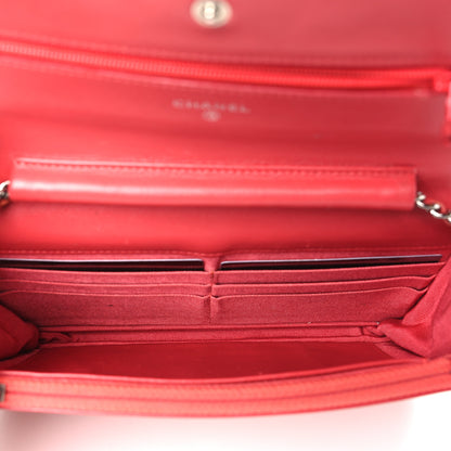 Chanel Patent Quilted Wallet On Chain WOC Dark Pink 5 of 13