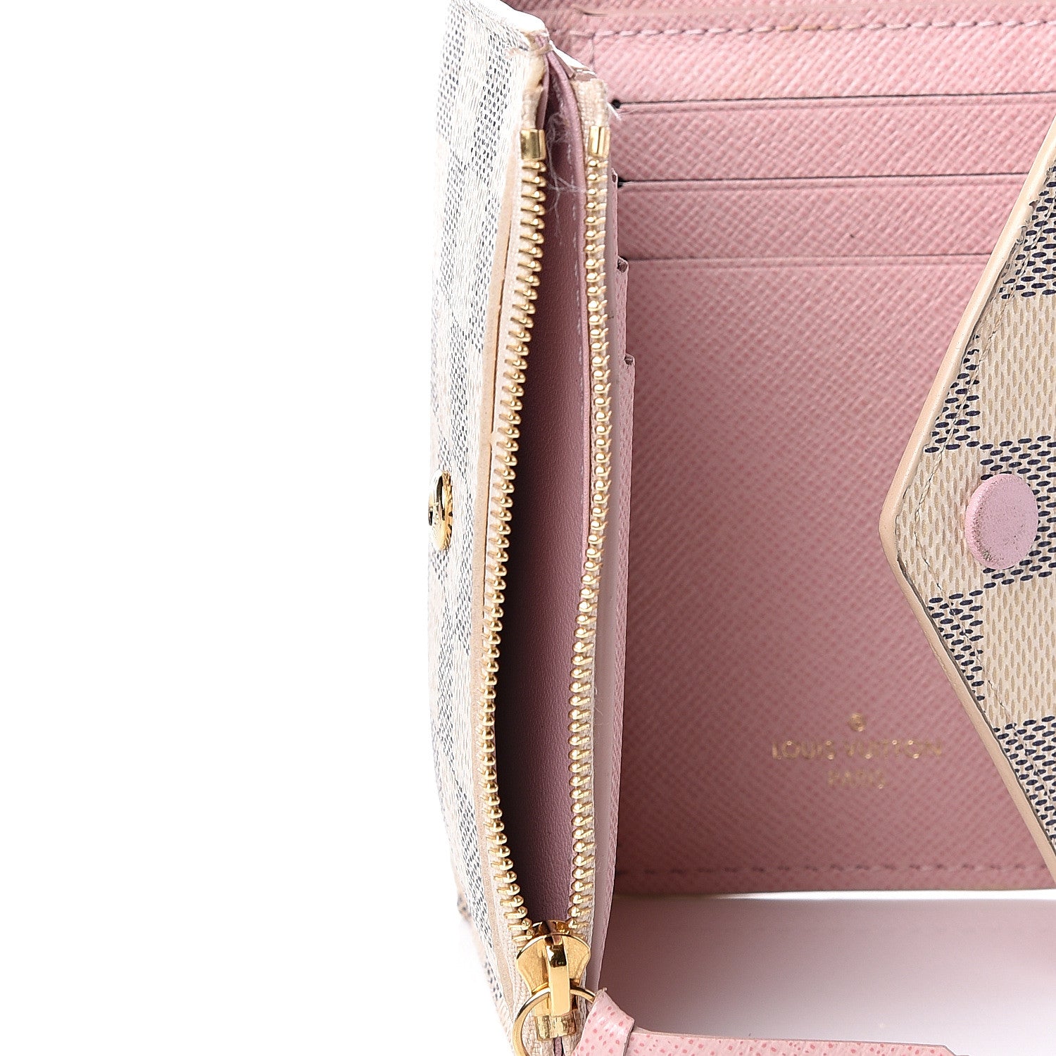 Louis Vuitton Damier Azur Victorine Wallet Rose Ballerine 5 of 14