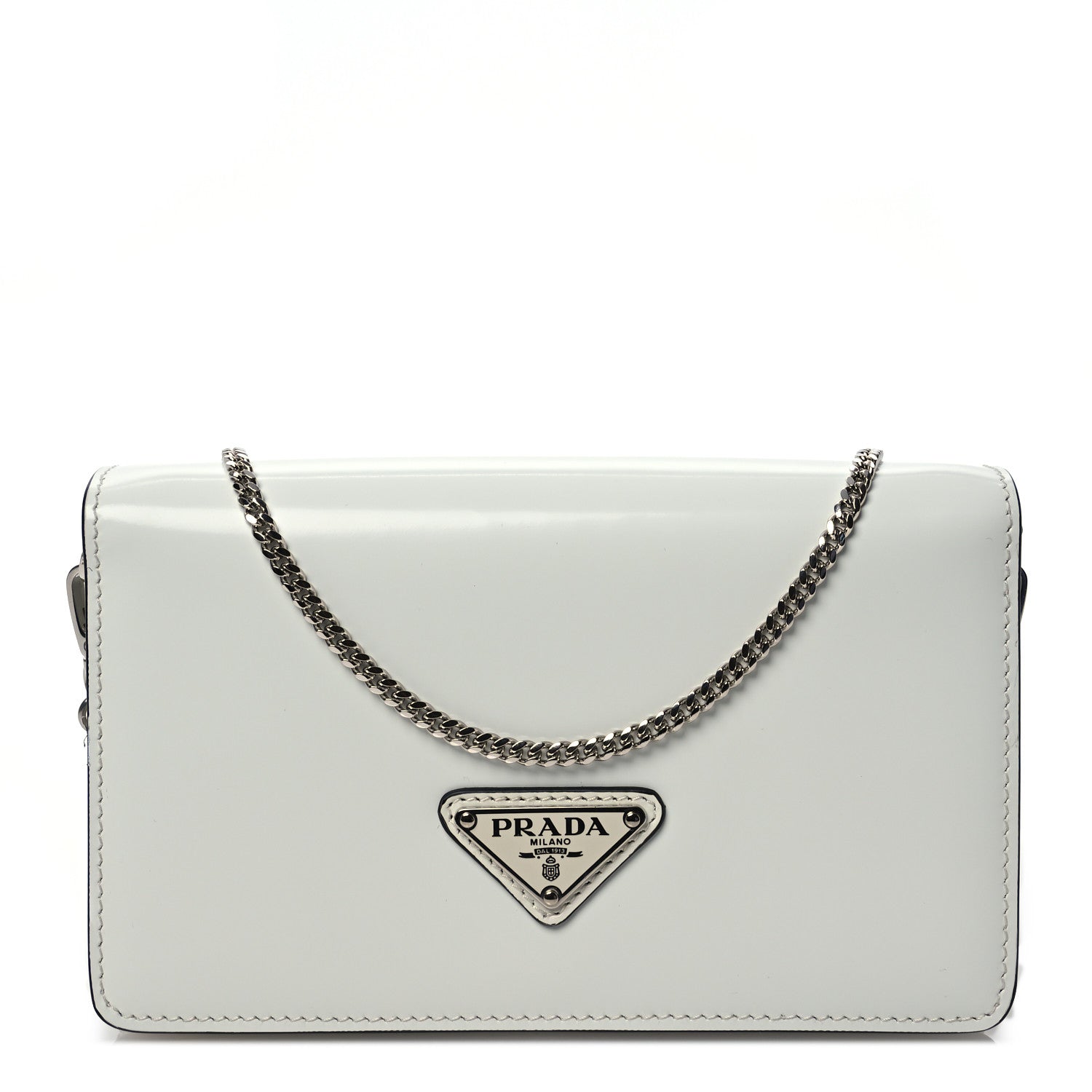 Prada Spazzolato Flap Slide Chain Shoulder Bag White 1 of 13