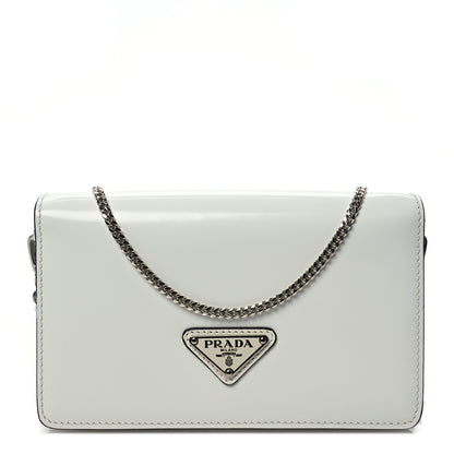 Prada Spazzolato Flap Slide Chain Shoulder Bag White 1 of 13