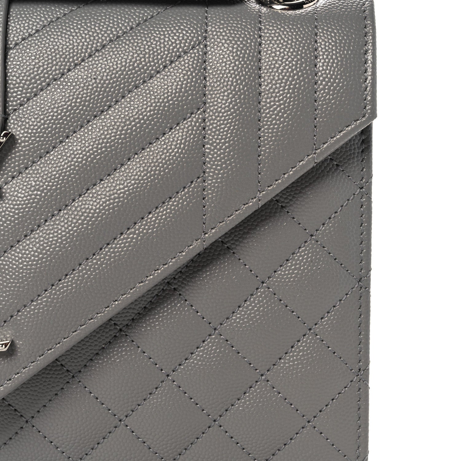 Saint Laurent Grain De Poudre Textured Mixed Matelasse Medium Triquilt Monogram Satchel New Stone 6 of 8