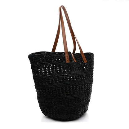 Saint Laurent Raffia Calfskin Medium Panier Tote Black 3 of 12