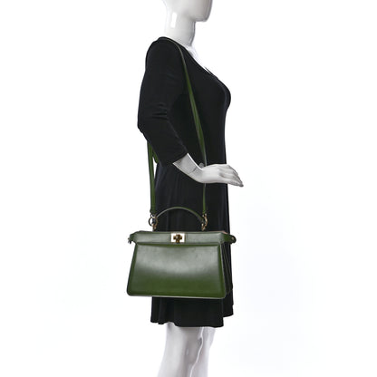 Fendi Vitello King Luxor Shiny Nappa Medium Peekaboo I SEE U East West Satchel Verde Light Rose 2 of 7