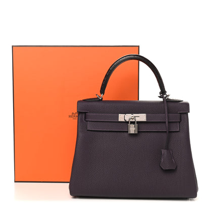 Hermes Togo Matte Alligator Kelly Retourne Touch 28 Raisin Prunoir 9 of 9