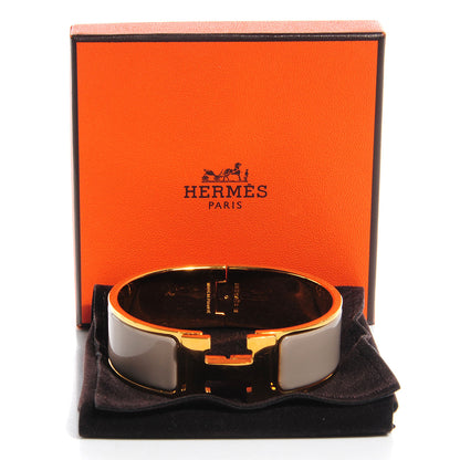 Hermes Enamel Wide Clic Clac H Bracelet GM Etoupe 5 of 5