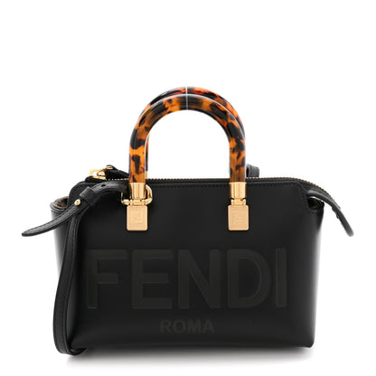 Fendi Vitello King Plexiglass Logo Embossed Mini By The Way Top Handle Boston Bag Black 1 of 10
